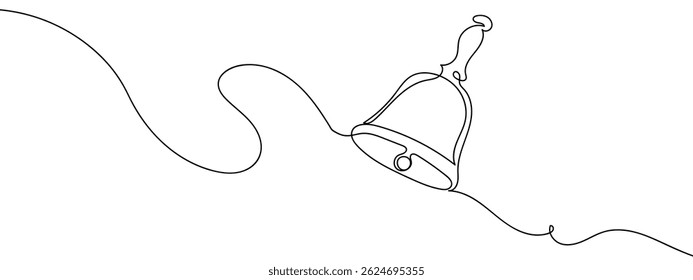 Continuous line, bell, small bell hand drawn line drawing illustration, vector, transparent background.