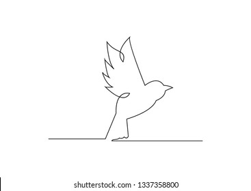continuous line of bird animal vector