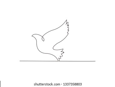 continuous line of bird animal vector