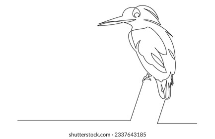 Continuous line bird drawing sitting .white background for decorative element.Doodle vector illustration Line art, outline.Single line art vector design illustration