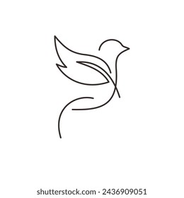 Línea continua pájaro blanco una línea ilustración vectorial