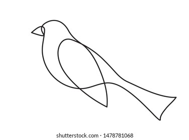 Continuous line bird.vector illustration. One line drawing. Concept for logo, card, banner, poster, flyer