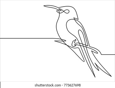 Continuous line bird.vector illustration. One line drawing. Concept for logo, card, banner, poster, flyer