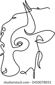 Continuous line bison logo. Hairy buffalo one line vector drawing. Animal wildlife concept.