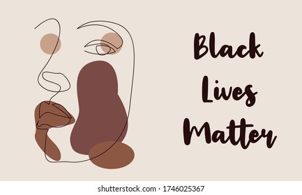 Continuous line Black skin man with the text "Black Lives Matter". Vector illustration. Simple hand drawn illustration.

