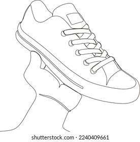 continuous line black   white shoe art drawing