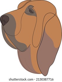 Continuous line Bloodhound. Single line minimal style Labrador dog vector illustration. Portrait