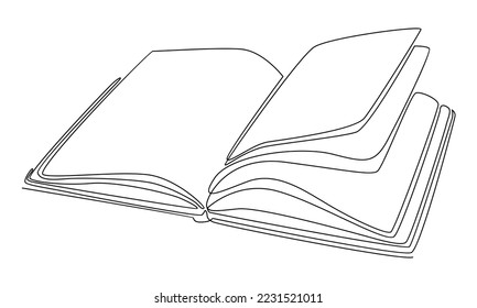 continuous line of book vector illustration study