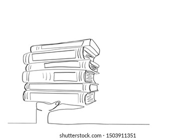 Continuous line of books stack of books book knowledge. Education concept, learn Hand drawn graduation day, design vector illustration