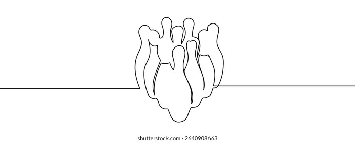 Continuous line bowling pin Vector lines, cut background.