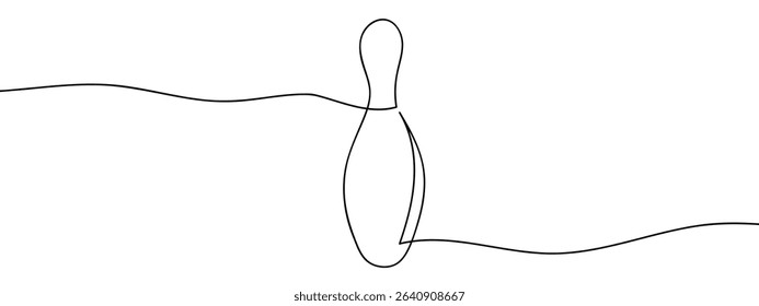 Continuous line bowling pin Vector lines, cut background.