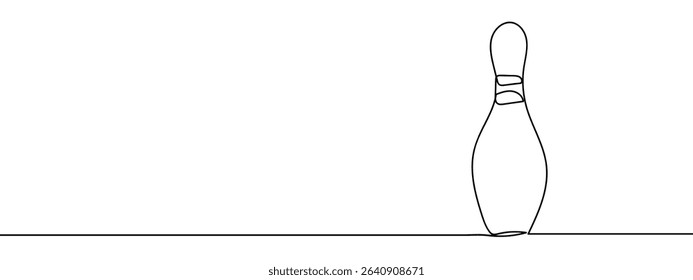 Continuous line bowling pin Vector lines, cut background.