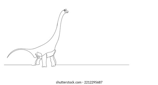 continuous line Brachiosaurus. line drawing of dinosaur type Brachiosaurus in prehistoric times. large animal in ancient times.single line vector illustration