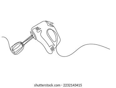 continuous line of bread dough mixer. one line drawing of cake dough mixer