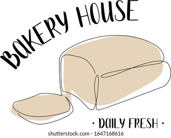 Continuous line bread. Vector line art. Perfect for bakery shop logo, business cards, cafe menu, restaurant banners, food flyers, icon, packaging design