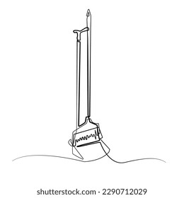 continuous line of broom set. broom and dustpan cleaning tool single line concept. single line broom