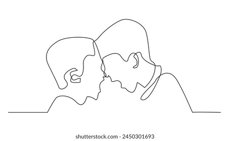 continuous line of brothers quarrel.one line drawing of brothers quarrel at home.single line vector illustration.isolated white background