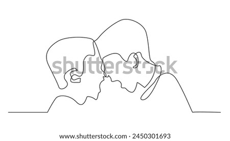 continuous line of brothers quarrel.one line drawing of brothers quarrel at home.single line vector illustration.isolated white background