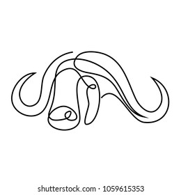 Continuous line buffalo or bull head. Single line vector illustration.