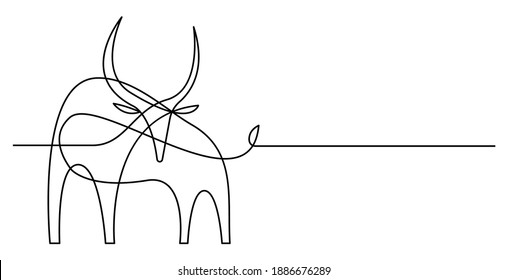 Stilrichtung für Stier mit kontinuierlicher Linie. Vektorgrafik.