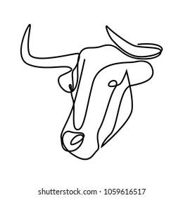 Continuous line bull logo. Buffalo single line vector illustration.