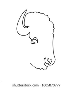 Continuous line bull logo. Buffalo single line vector illustration.