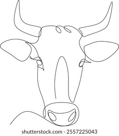Continuous line bull logo. Buffalo one line vector illustration.
. Hand drawn