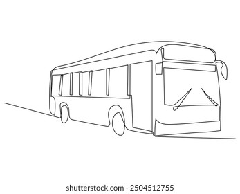 continuous line of a Bus illustration.