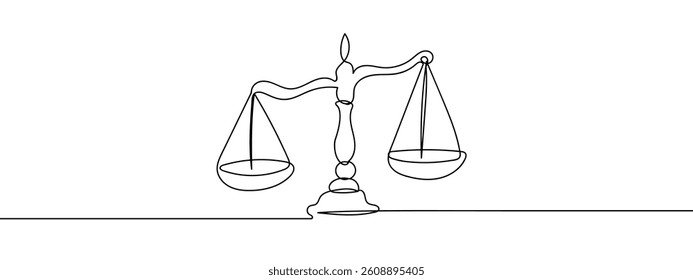 Continuous line, business illustration, scale line art vector illustration.