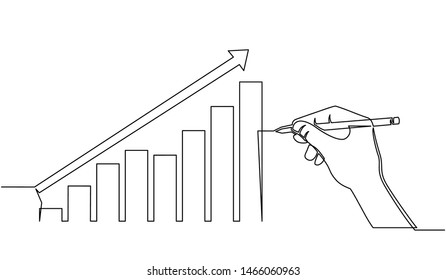 continuous line of businessman drawing graph growing. Design Illustration of the concept of business success through growth graph. Investor. Profit Stock Market. Business concept.