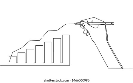 continuous line of businessman drawing graph growing. Design Illustration of the concept of business success through growth graph. Investor. Profit Stock Market. Business concept.