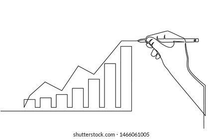 continuous line of businessman drawing graph growing. Design Illustration of the concept of business success through growth graph. Investor. Profit Stock Market. Business concept.