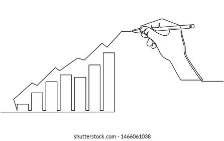 continuous line of businessman drawing graph growing. Design Illustration of the concept of business success through growth graph. Investor. Profit Stock Market. Business concept.