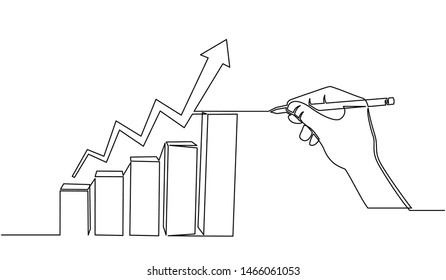 continuous line of businessman drawing graph growing. Design Illustration of the concept of business success through growth graph. Investor. Profit Stock Market. Business concept.