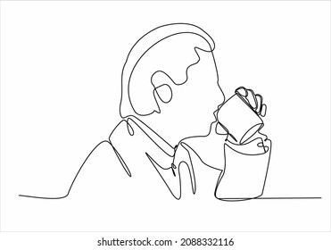 
línea continua de empresario bebiendo bebidas alcohólicas con ilustración vectorial