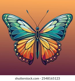 Continuous line butterfly art. Outline single art butterfly hand drawn sketch element on white background. Concept spring nature, fly. Vector Illustration