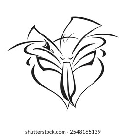 Continuous line butterfly art. Outline single art butterfly hand drawn sketch element on white background. Concept spring nature, fly. Vector Illustration