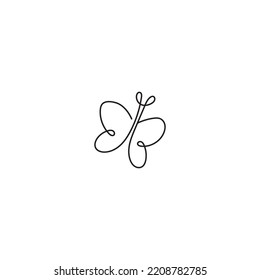 Continuous line butterfly. a minimalistic butterfly line monoline logo vector icon illustration