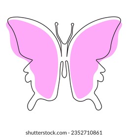 Ilustración vectorial de línea de mariposa continua