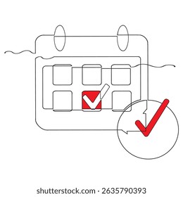 continuous line Calendar icon vector illustration. Calendar sign and symbol. Schedule icon symbol