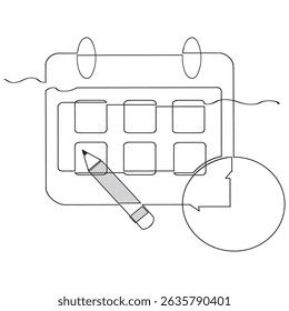 durchgehende Linie Kalendersymbol, Vektorgrafik. Kalenderzeichen und -symbol. Symbol "Zeitplan"