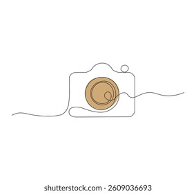 continuous line Camera photo line drawing white background.outline camera photography art,one line photography logo,linear vector illustration editable