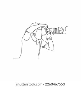 continuous line of cameramen shooting an object