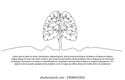 Continuous line campaign design illustration about trees as the lungs of the world. Single line decorative element drawn on white background.