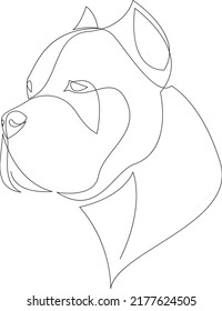 Línea continua Cane Corso. Ilustración vectorial de estilo minimalista de una sola línea. Retrato