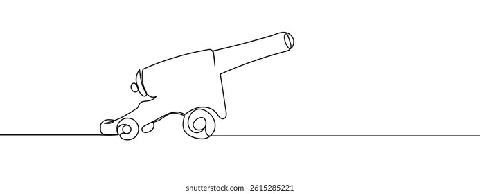 continuous line cannon vector illustration with transparent background.