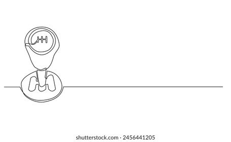 continuous line of car manual transmission.drawing of one line icon of transmission stick on car.isolated white background