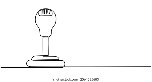 continuous line of car manual transmission.drawing of one line icon of transmission stick on car.isolated white background, Gear box icon Vector outline, Gearshift icon Simple outline vector logo.