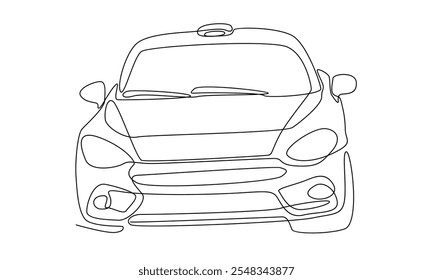 continuous line of car. Minimalist style black linear sketch