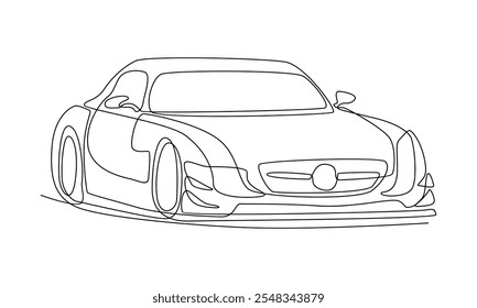 continuous line of car. Minimalist style black linear sketch